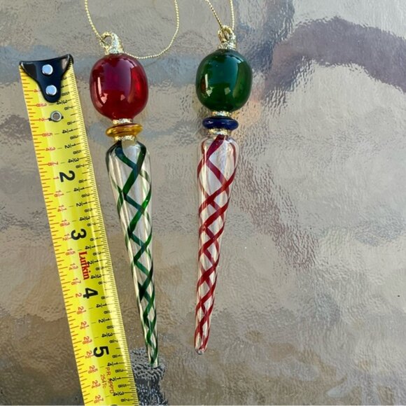 Glass Christmas Tree Ornaments Icicles Assortment of 5 - Picture 8 of 11